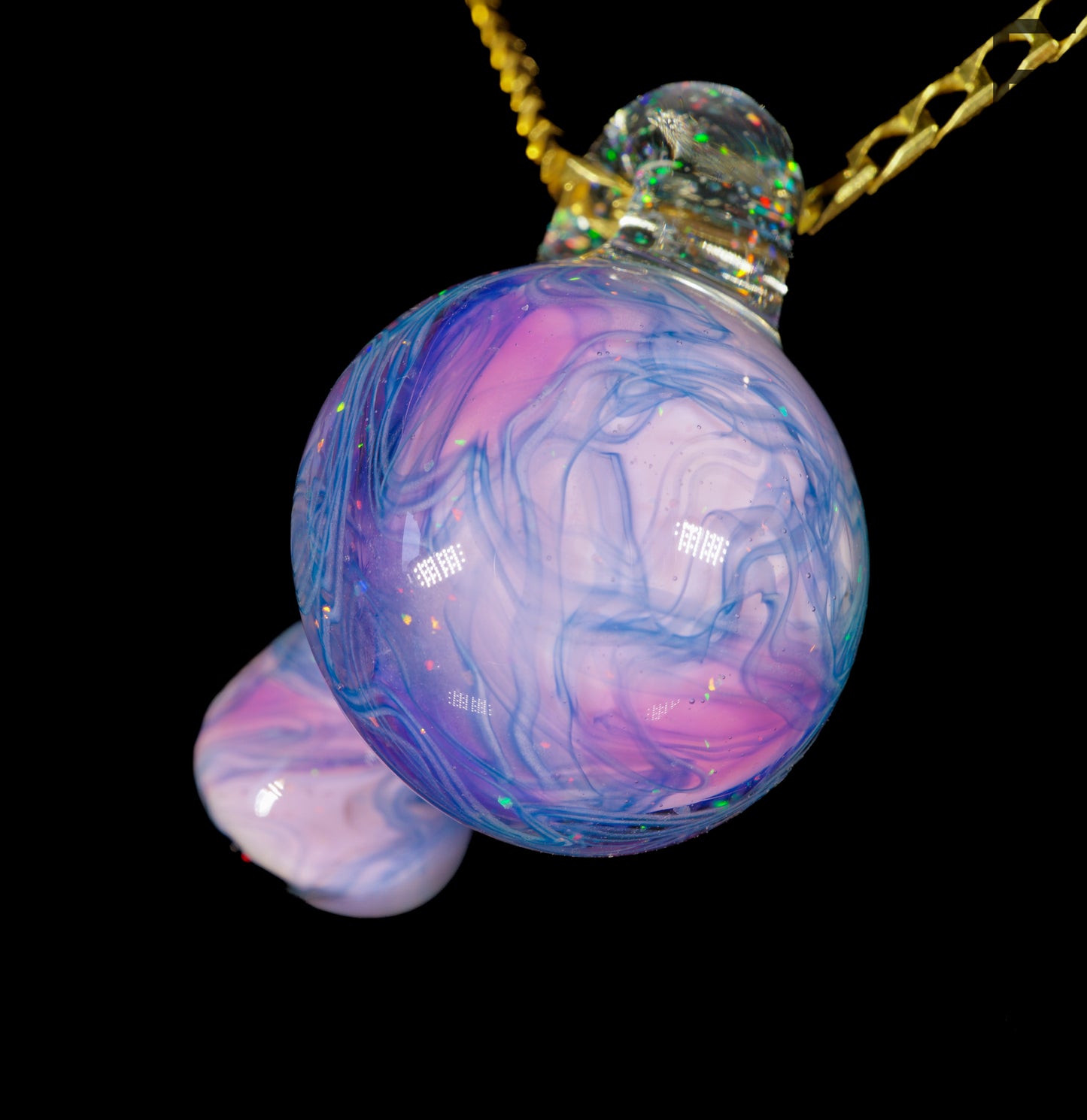 Crushed Opal UV Scribble Mushroom Pendant (B)
