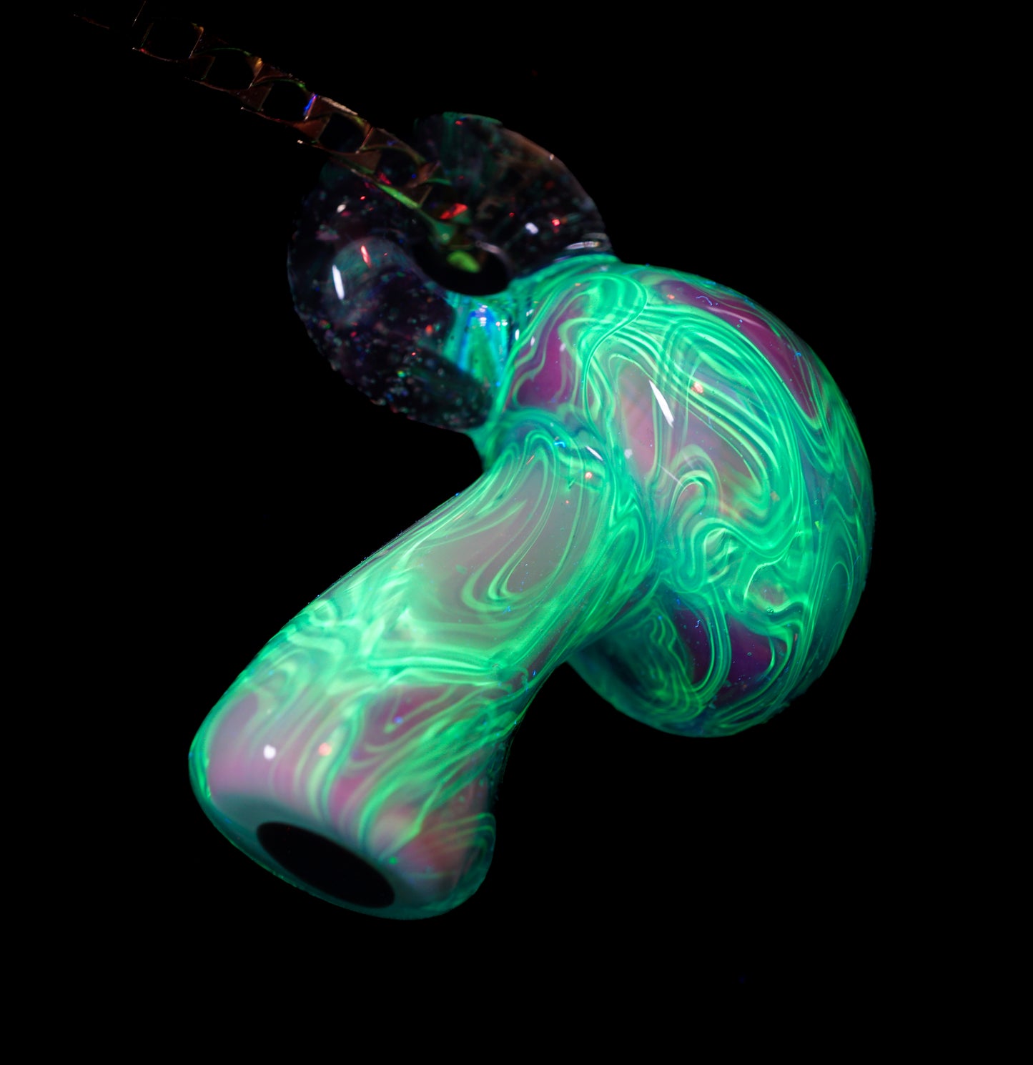 Crushed Opal UV Scribble Mushroom Pendant (B)