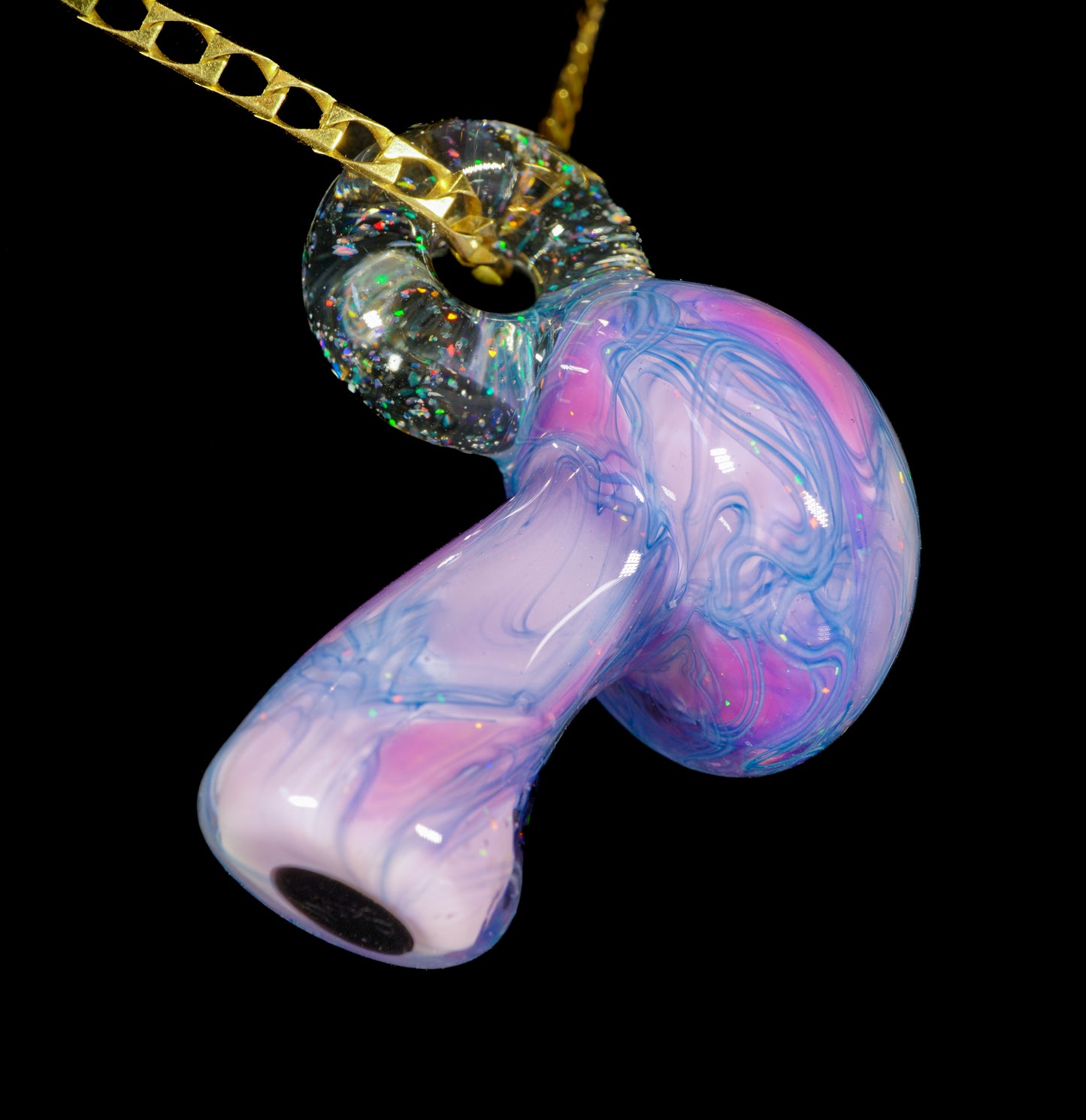 Crushed Opal UV Scribble Mushroom Pendant (B)