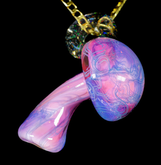 Crushed Opal UV Scribble Mushroom Pendant (D)