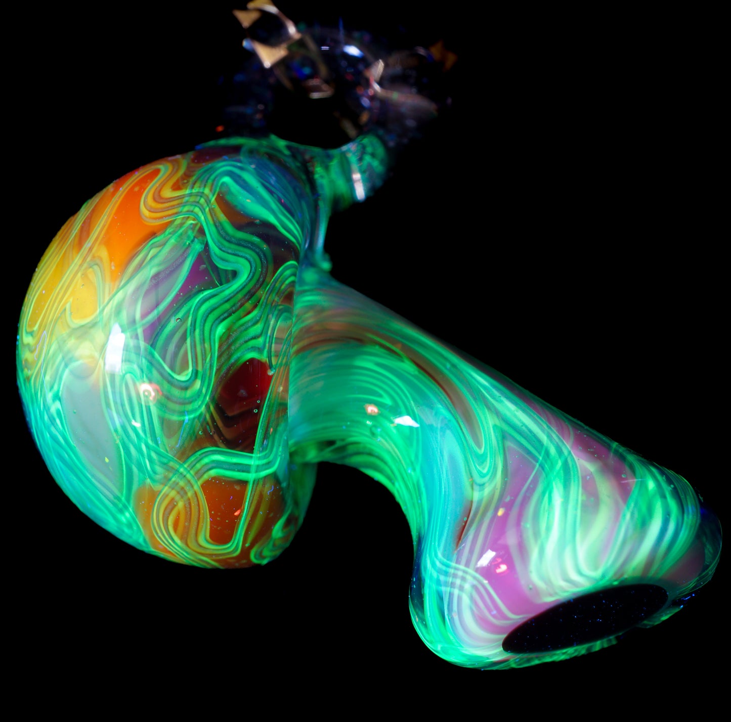 Crushed Opal UV Scribble Mushroom Pendant (E)
