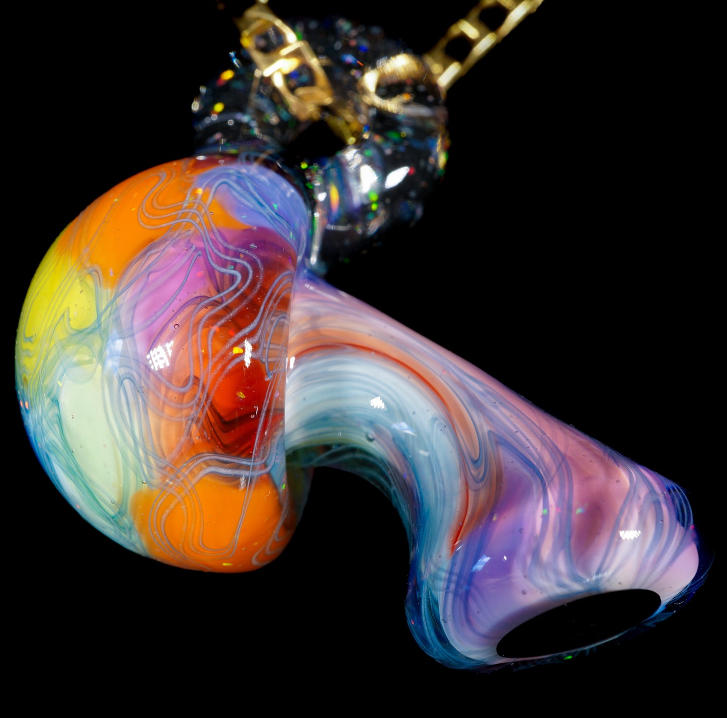 Crushed Opal UV Scribble Mushroom Pendant (E)