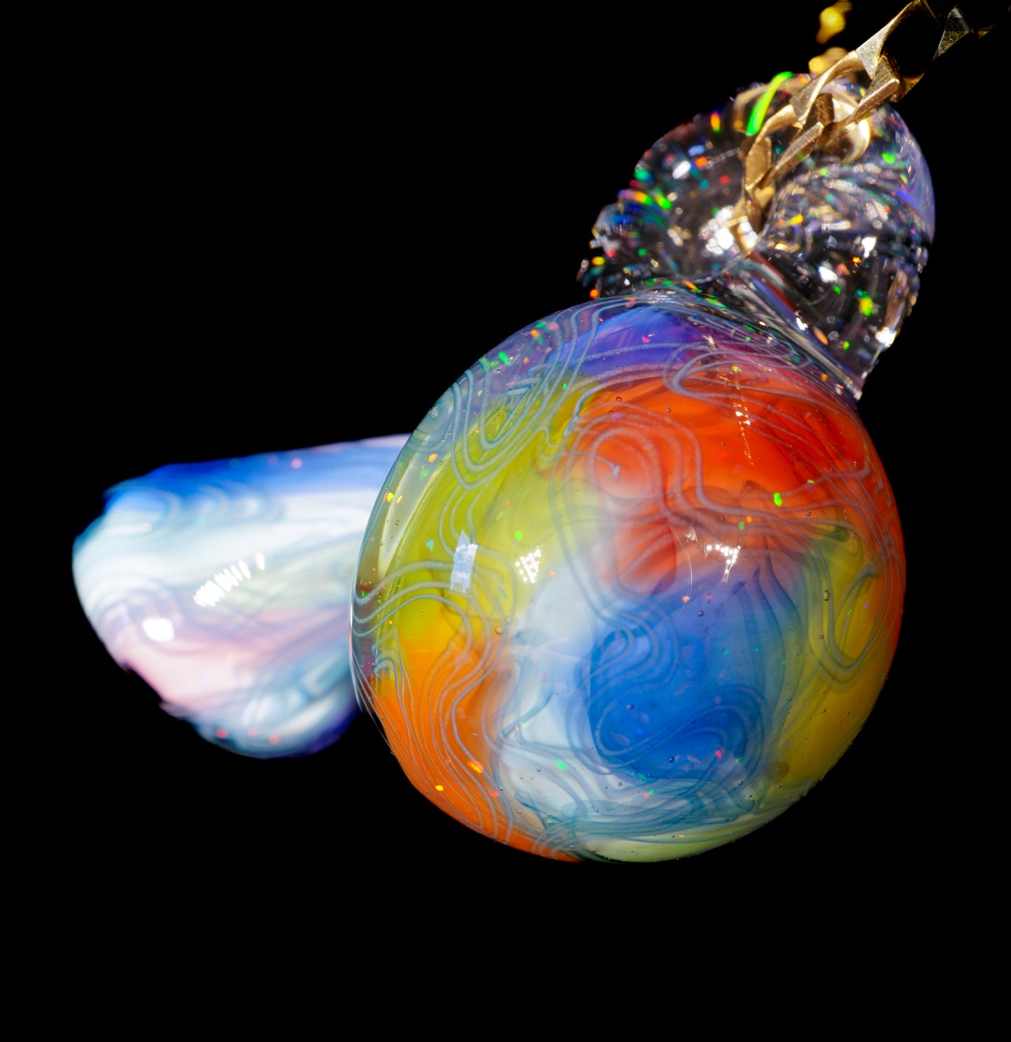 Crushed Opal UV Scribble Mushroom Pendant (E)