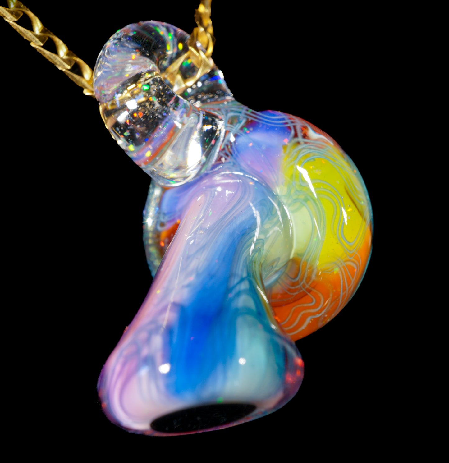 Crushed Opal UV Scribble Mushroom Pendant (E)