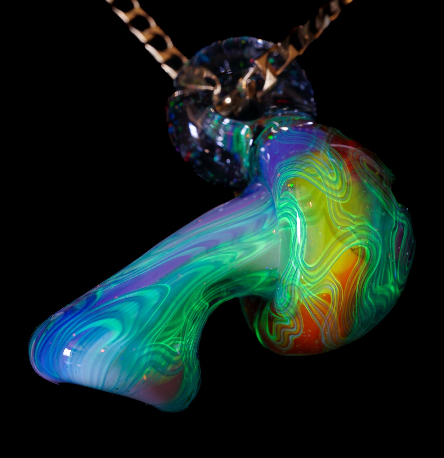 Crushed Opal UV Scribble Mushroom Pendant (E)