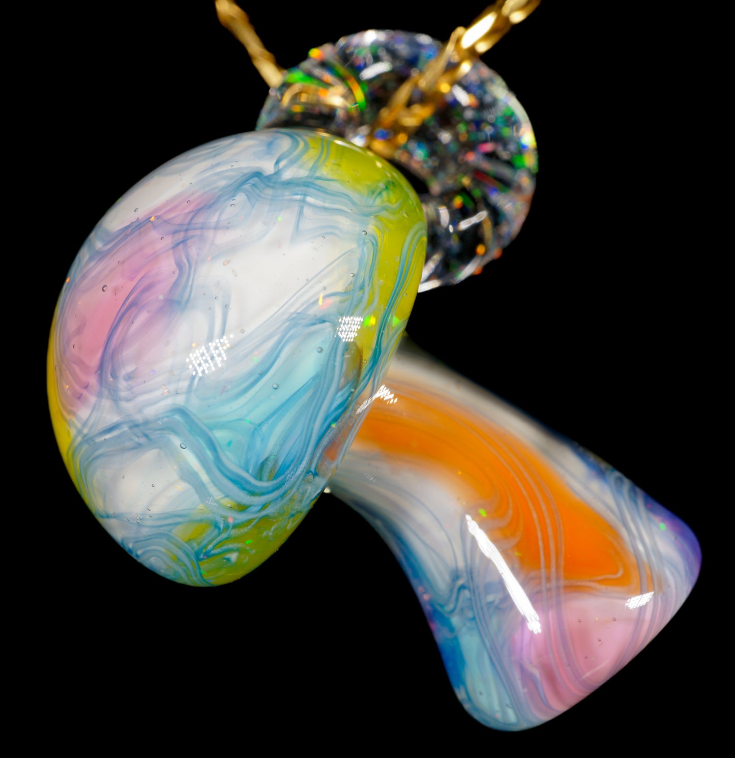 Crushed Opal UV Scribble Mushroom Pendant (F)