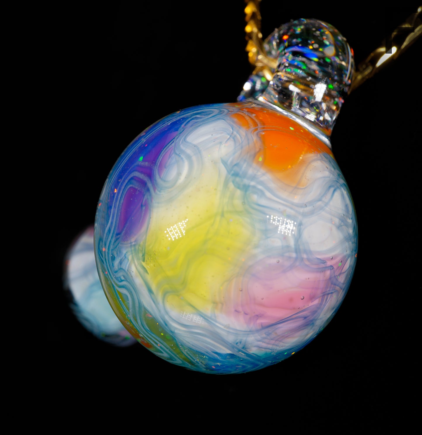 Crushed Opal UV Scribble Mushroom Pendant (F)