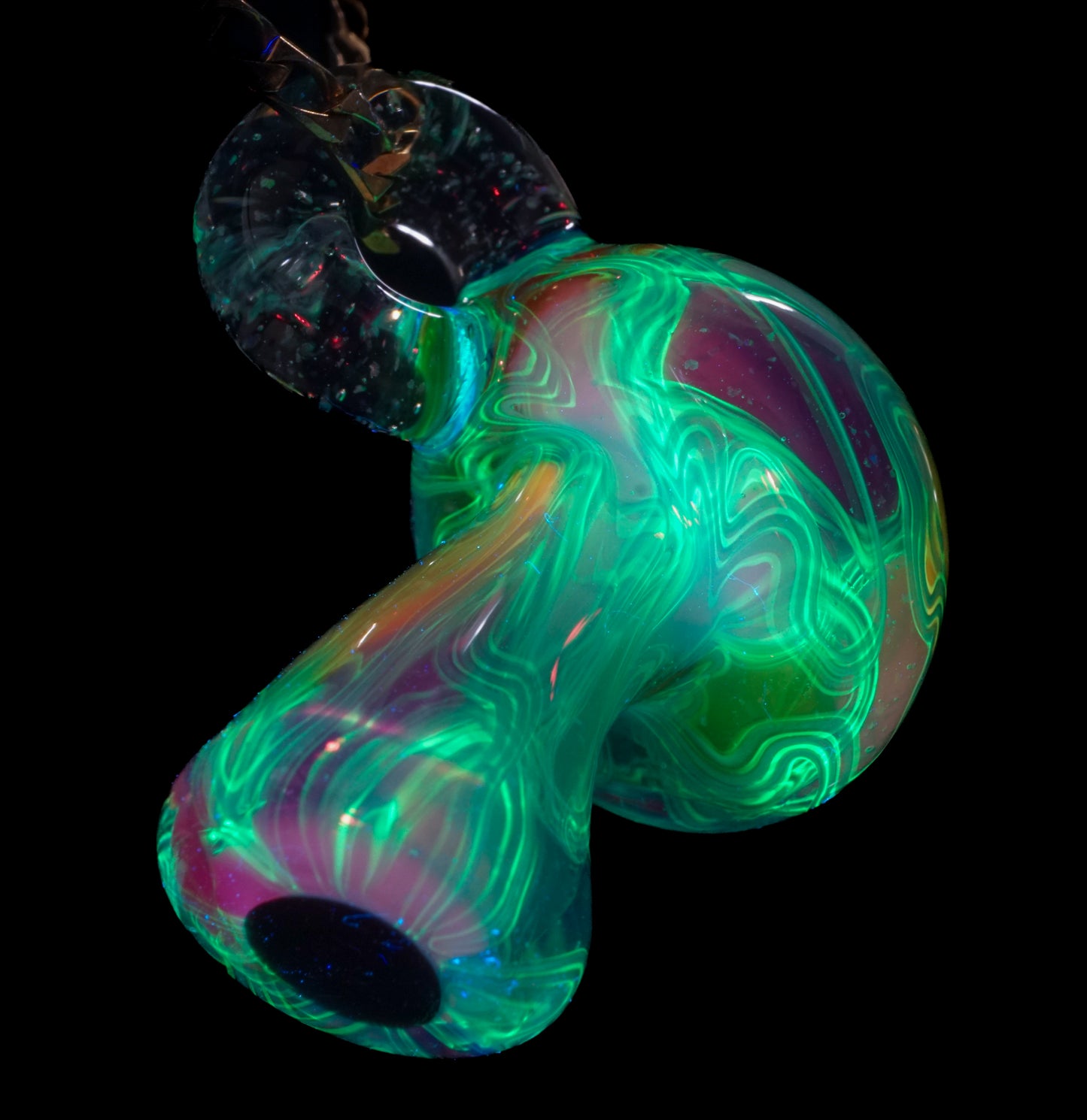 Crushed Opal UV Scribble Mushroom Pendant (F)