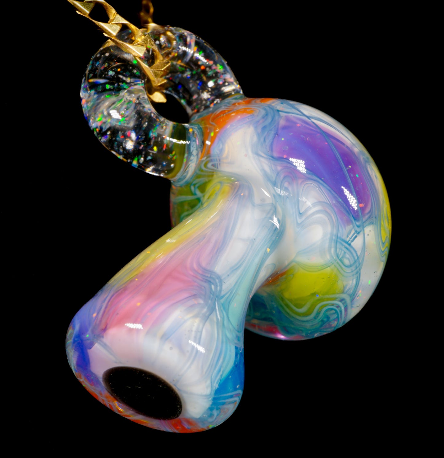 Crushed Opal UV Scribble Mushroom Pendant (F)