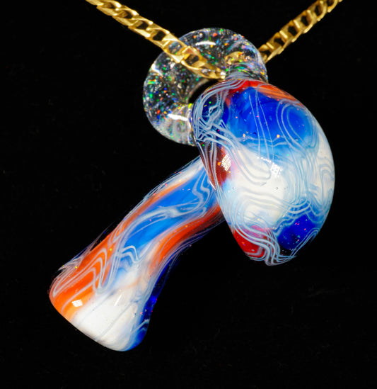 Crushed Opal UV Scribble Mushroom Pendant (J)