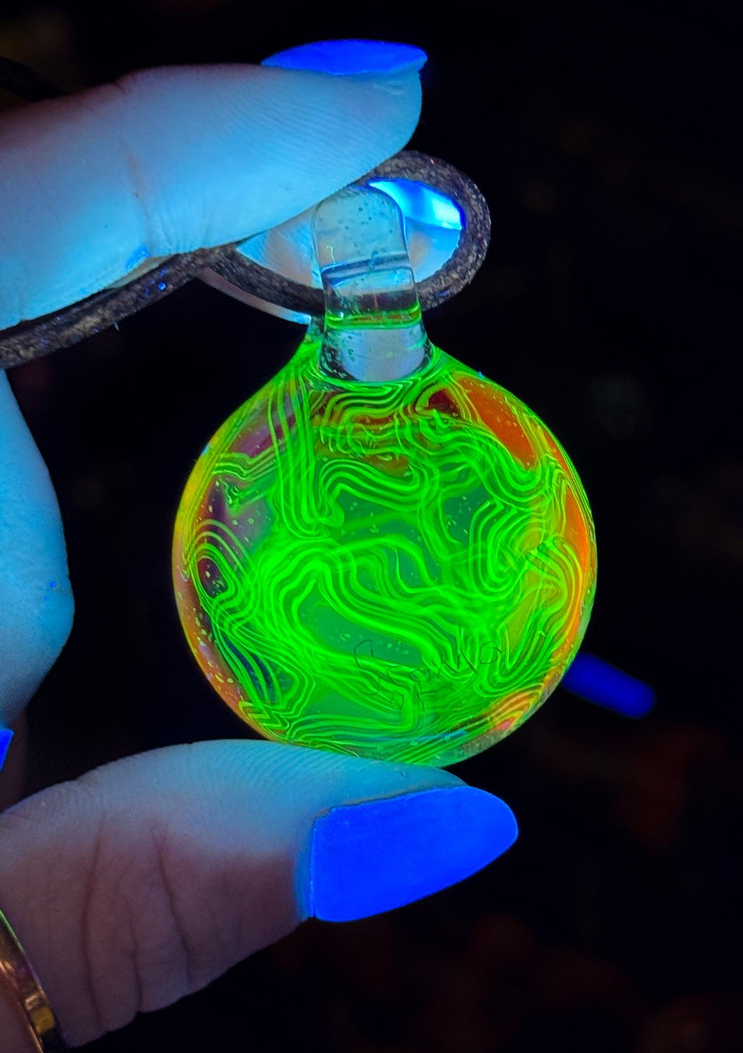 Opal UV Scribble Disk Pendant
