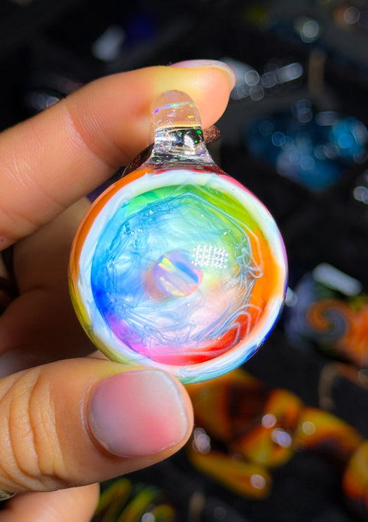Opal UV Scribble Disk Pendant