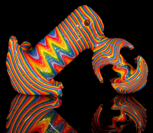 Gold Dichro Rainbow Wigwag Hammer Bubbler