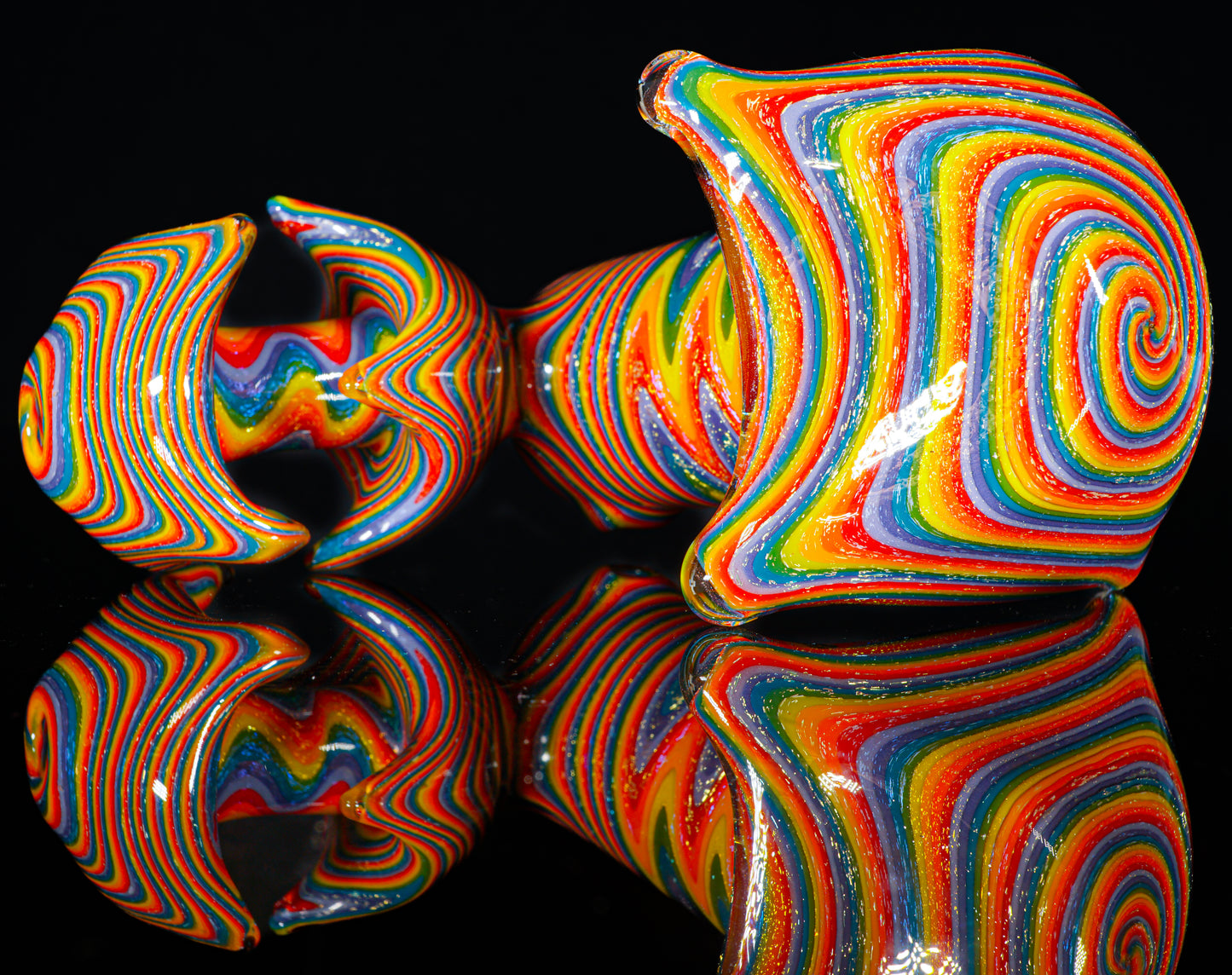 Gold Dichro Rainbow Wigwag Hammer Bubbler