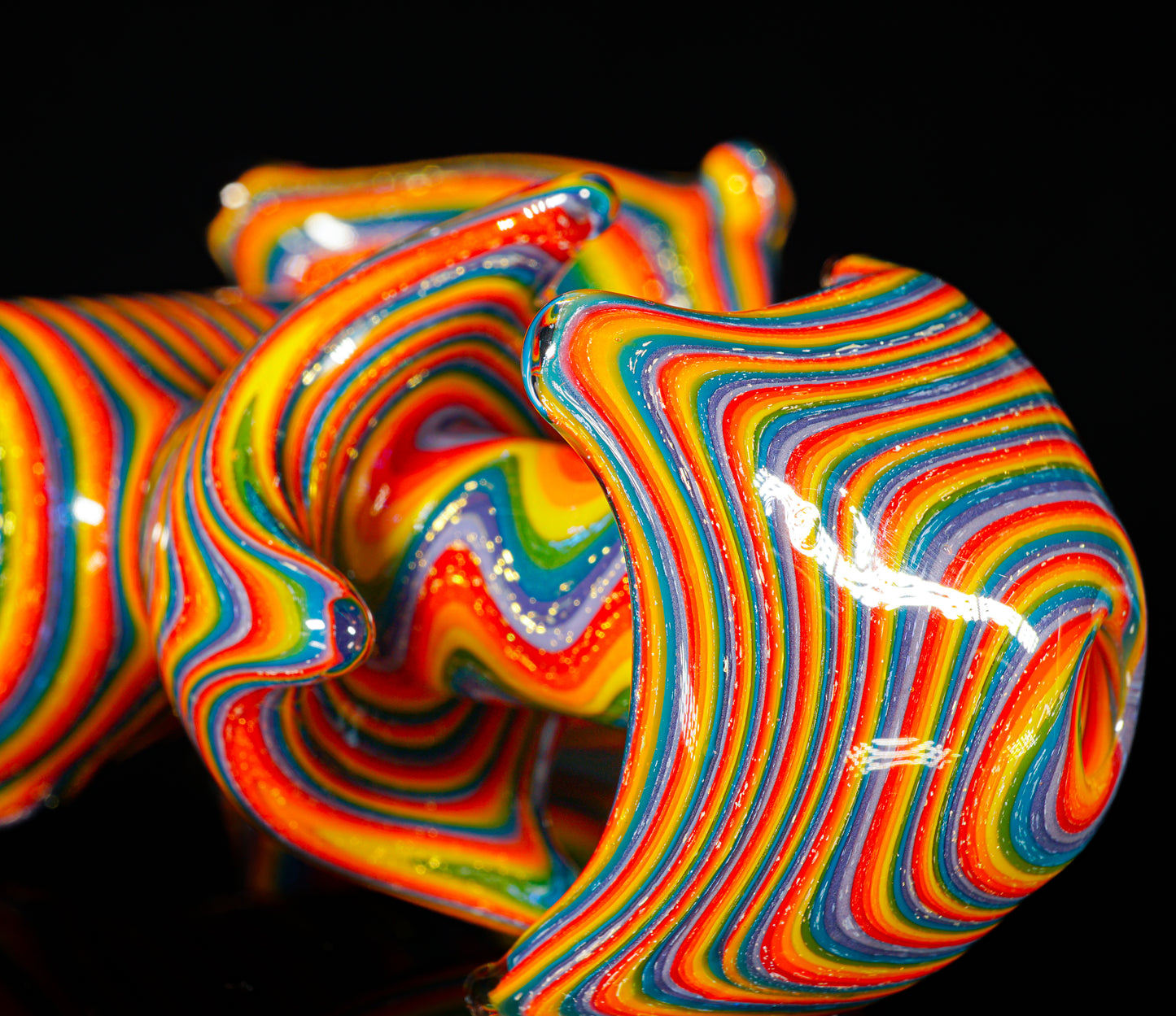 Gold Dichro Rainbow Wigwag Hammer Bubbler