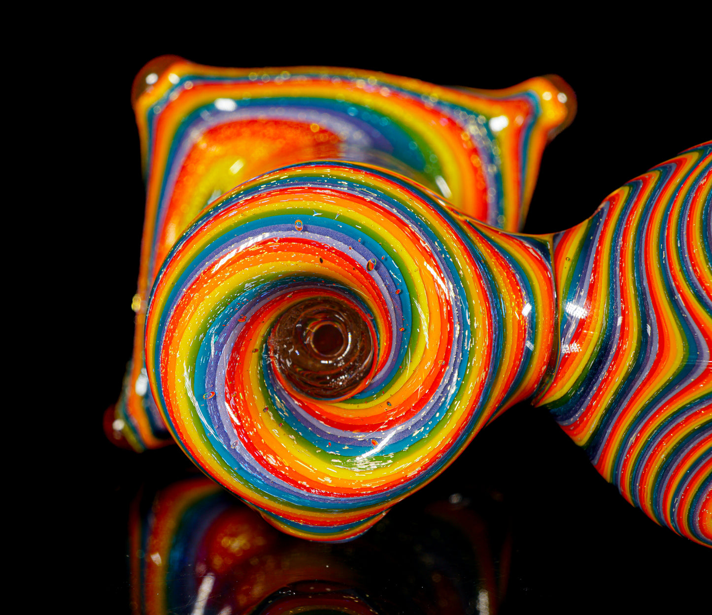 Gold Dichro Rainbow Wigwag Hammer Bubbler