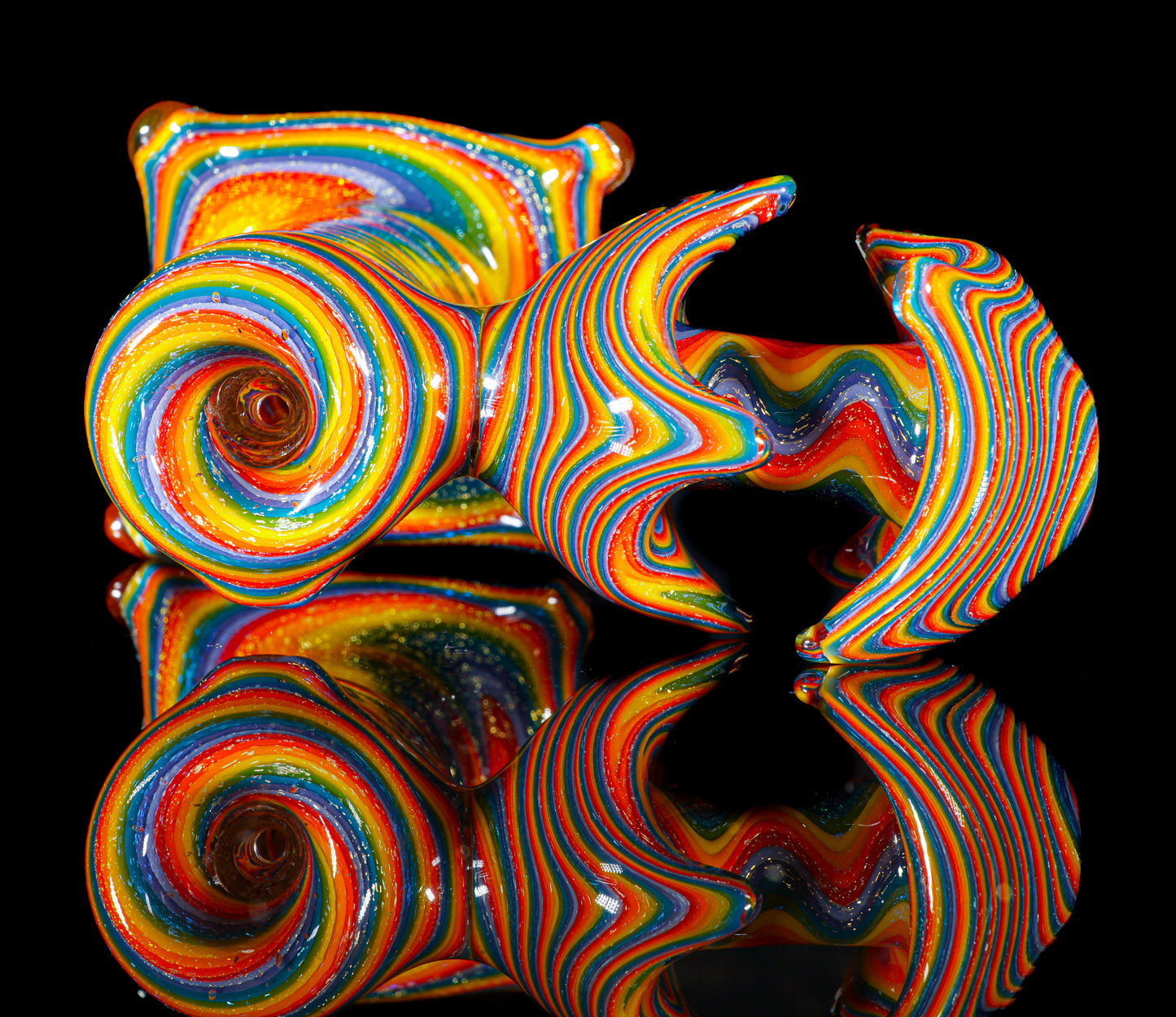 Gold Dichro Rainbow Wigwag Hammer Bubbler