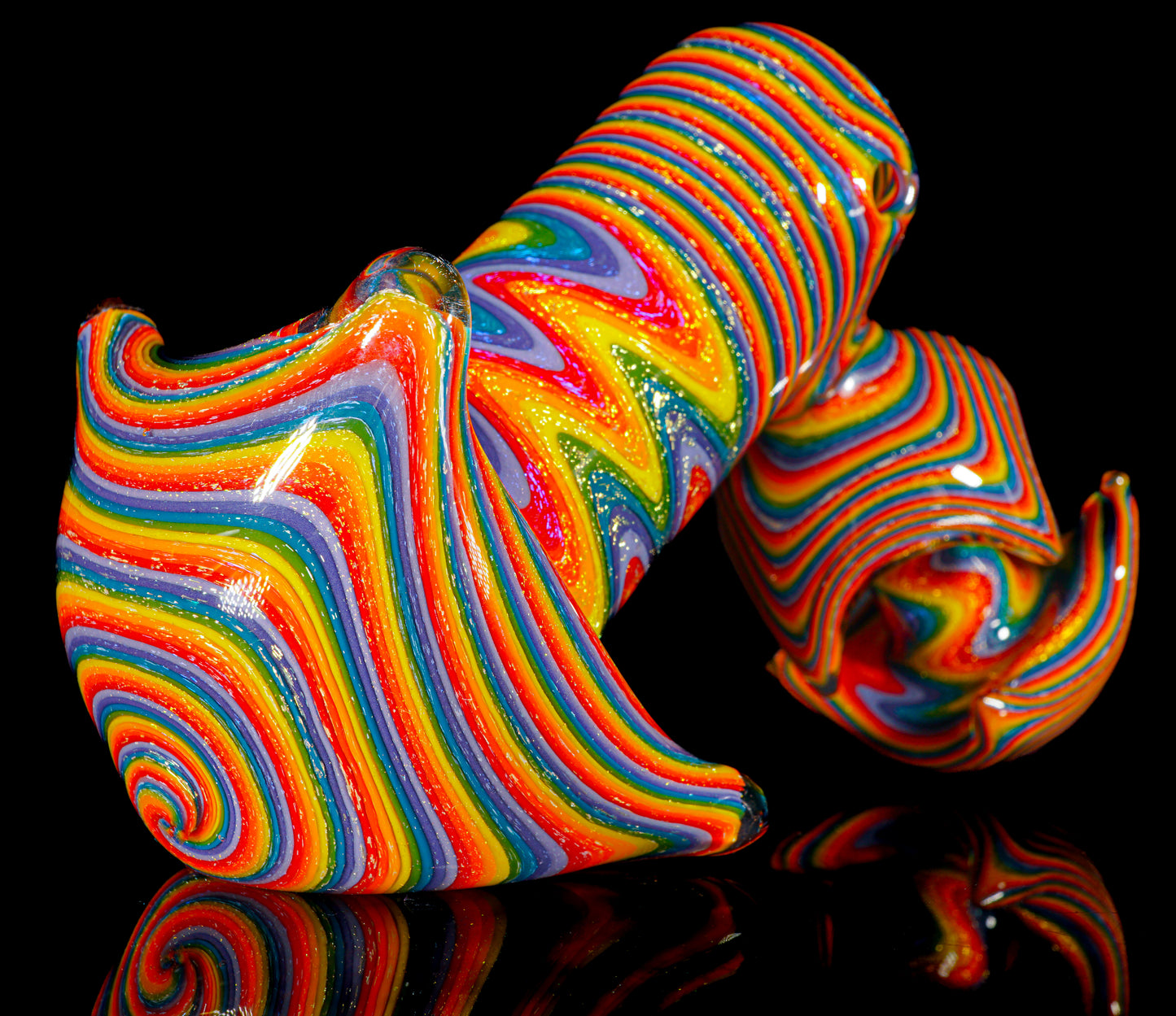 Gold Dichro Rainbow Wigwag Hammer Bubbler