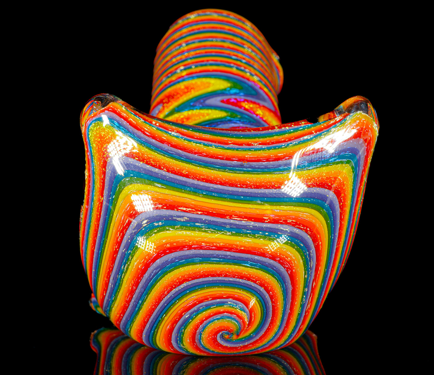 Gold Dichro Rainbow Wigwag Hammer Bubbler