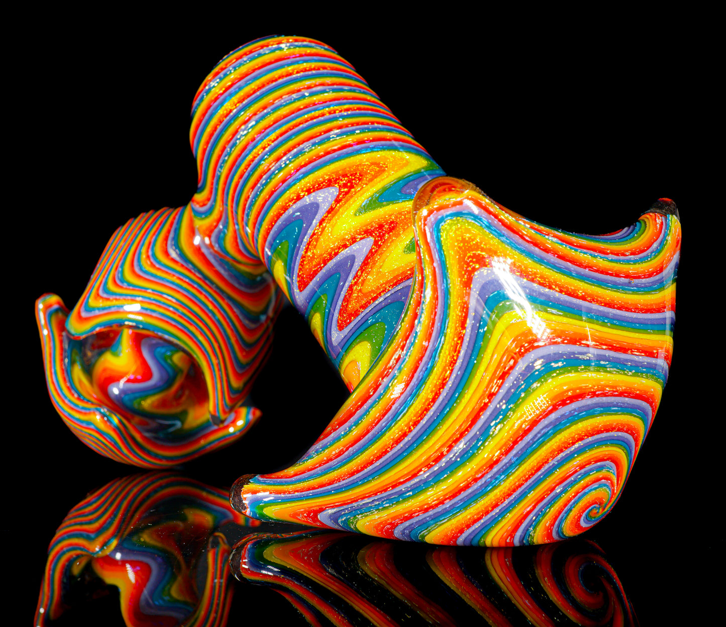 Gold Dichro Rainbow Wigwag Hammer Bubbler