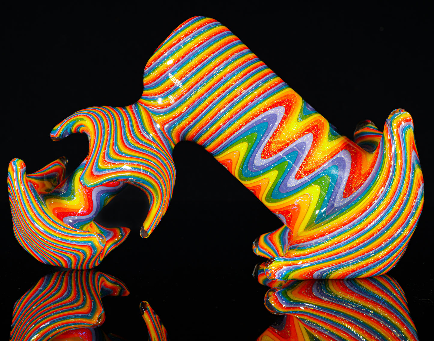 Gold Dichro Rainbow Wigwag Hammer Bubbler