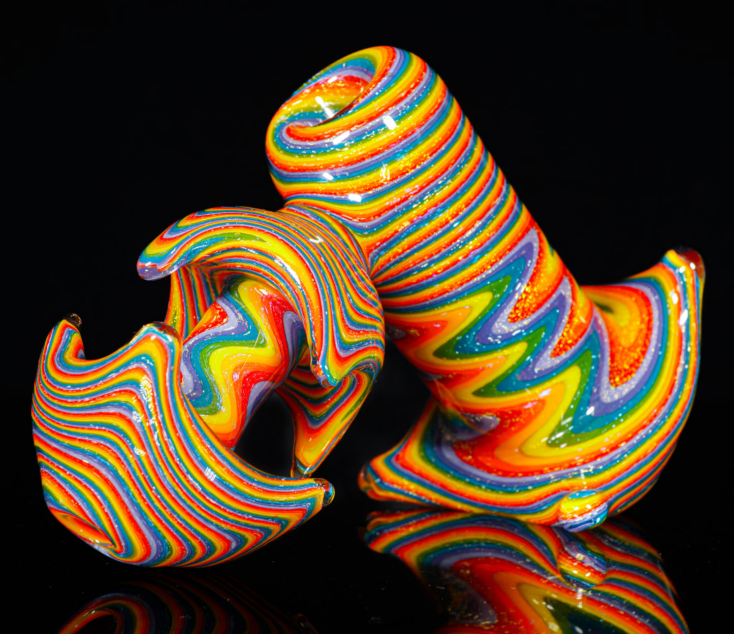 Gold Dichro Rainbow Wigwag Hammer Bubbler