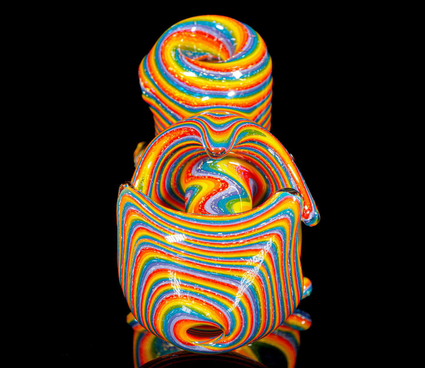 Gold Dichro Rainbow Wigwag Hammer Bubbler