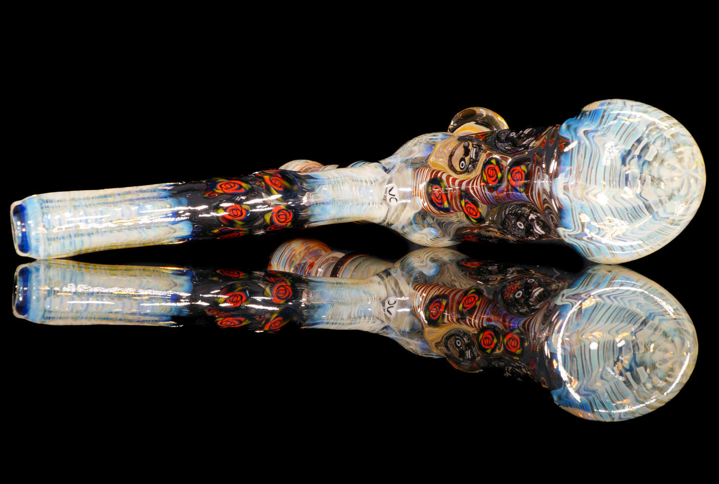 Skull and Roses Bubbler + Dancing Bear Marble (22mm)