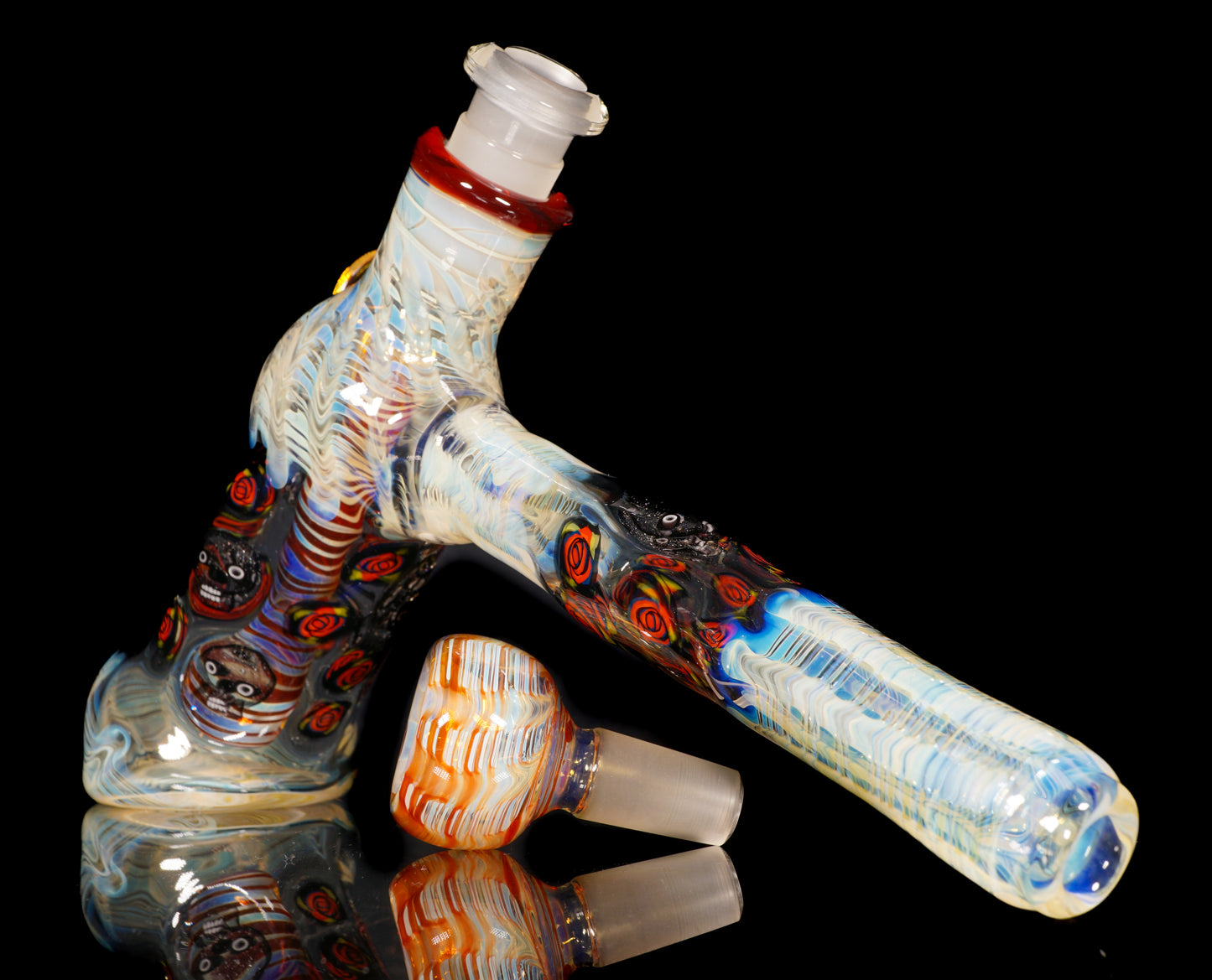 Skull and Roses Bubbler + Dancing Bear Marble (22mm)