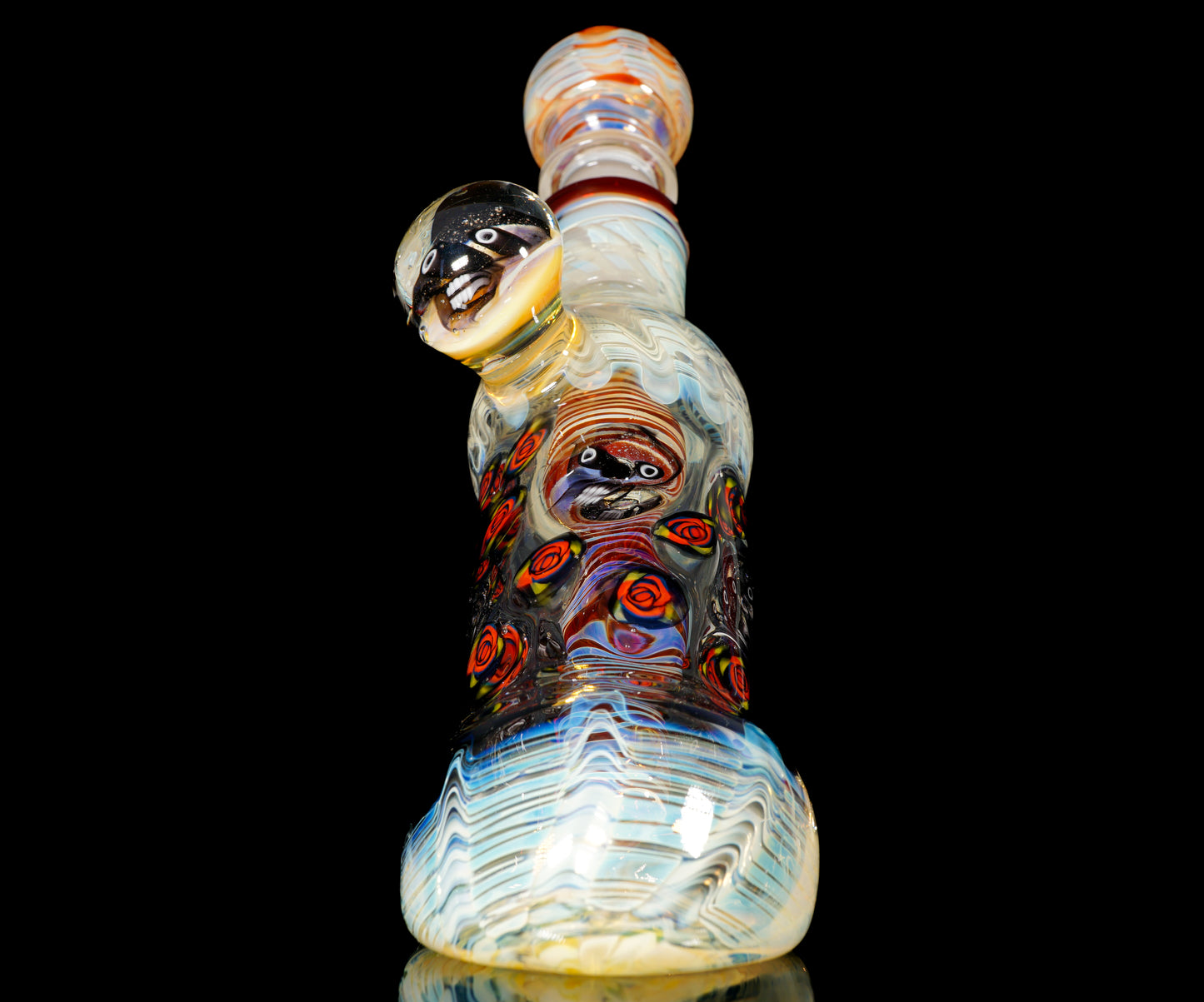 Skull and Roses Bubbler + Dancing Bear Marble (22mm)