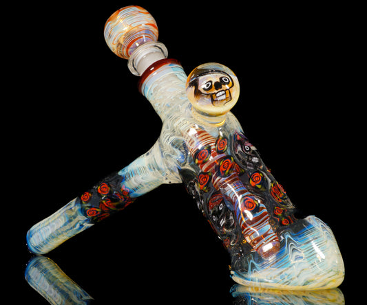 Skull and Roses Bubbler + Dancing Bear Marble (22mm)