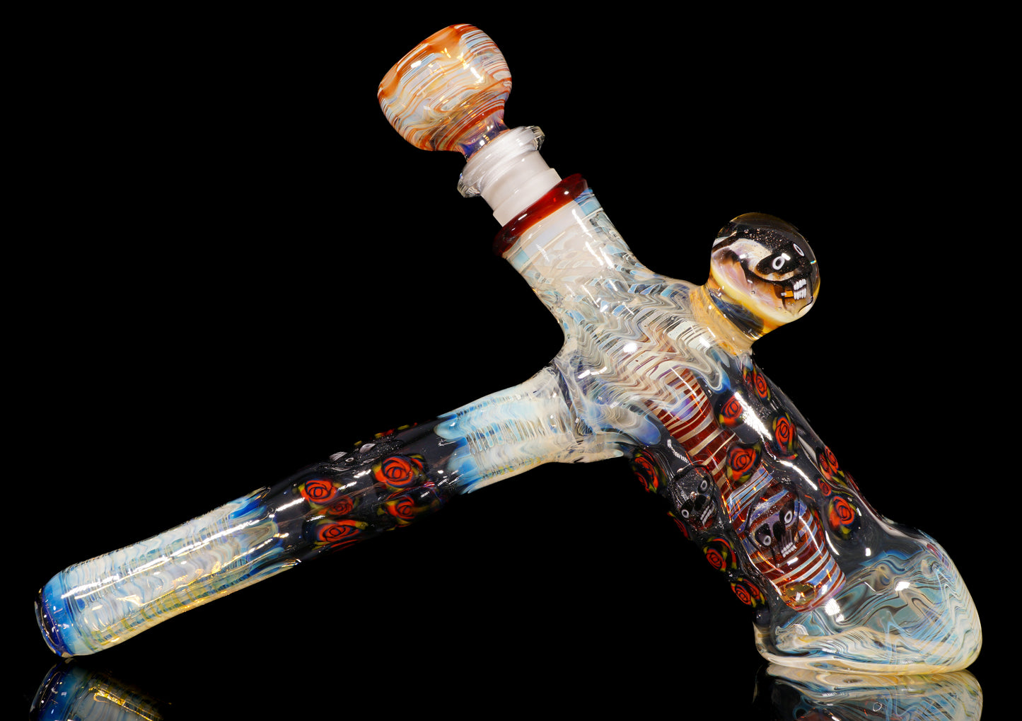 Skull and Roses Bubbler + Dancing Bear Marble (22mm)