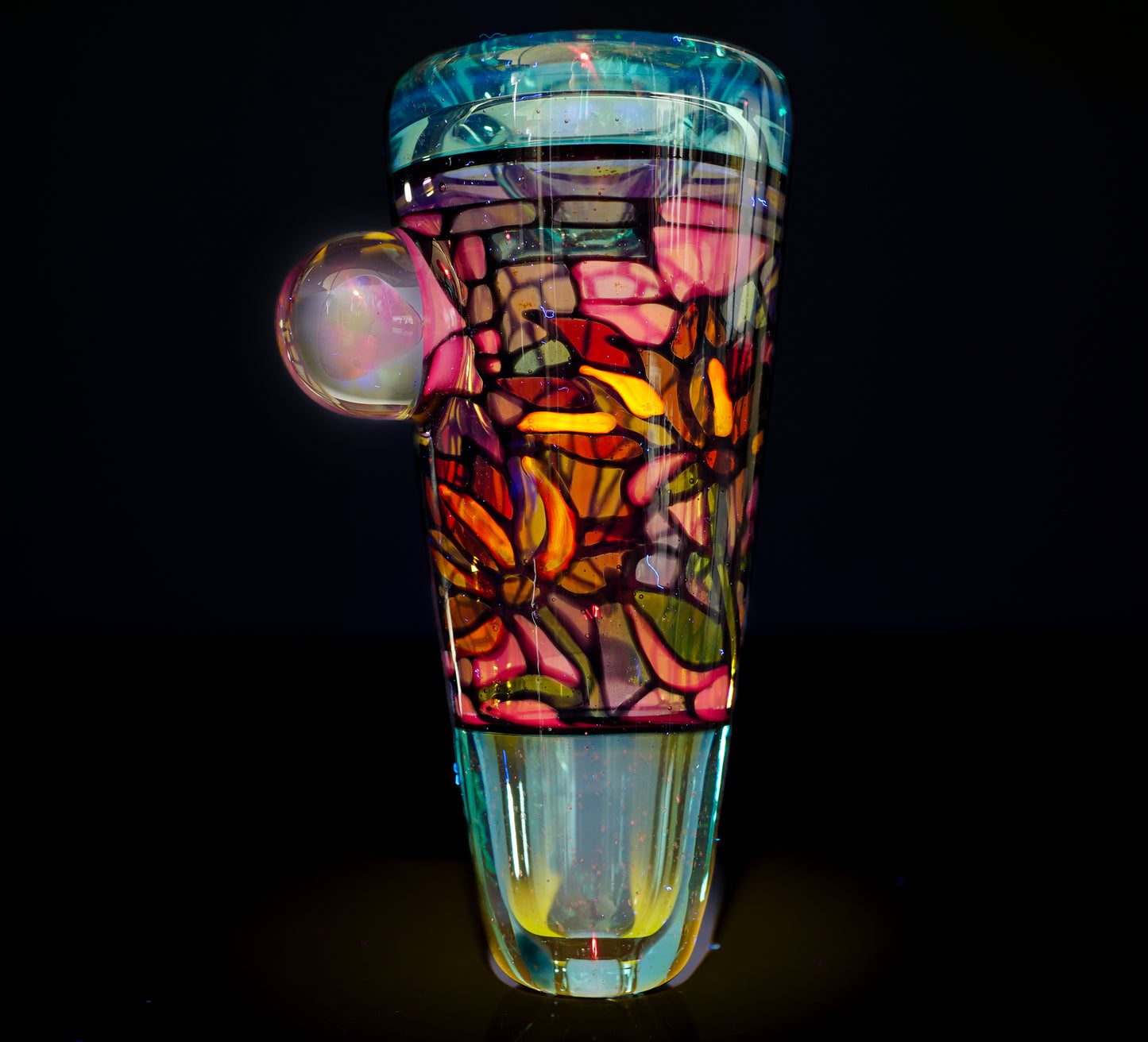 Crushed Opal Lily Stained Glass Chillum