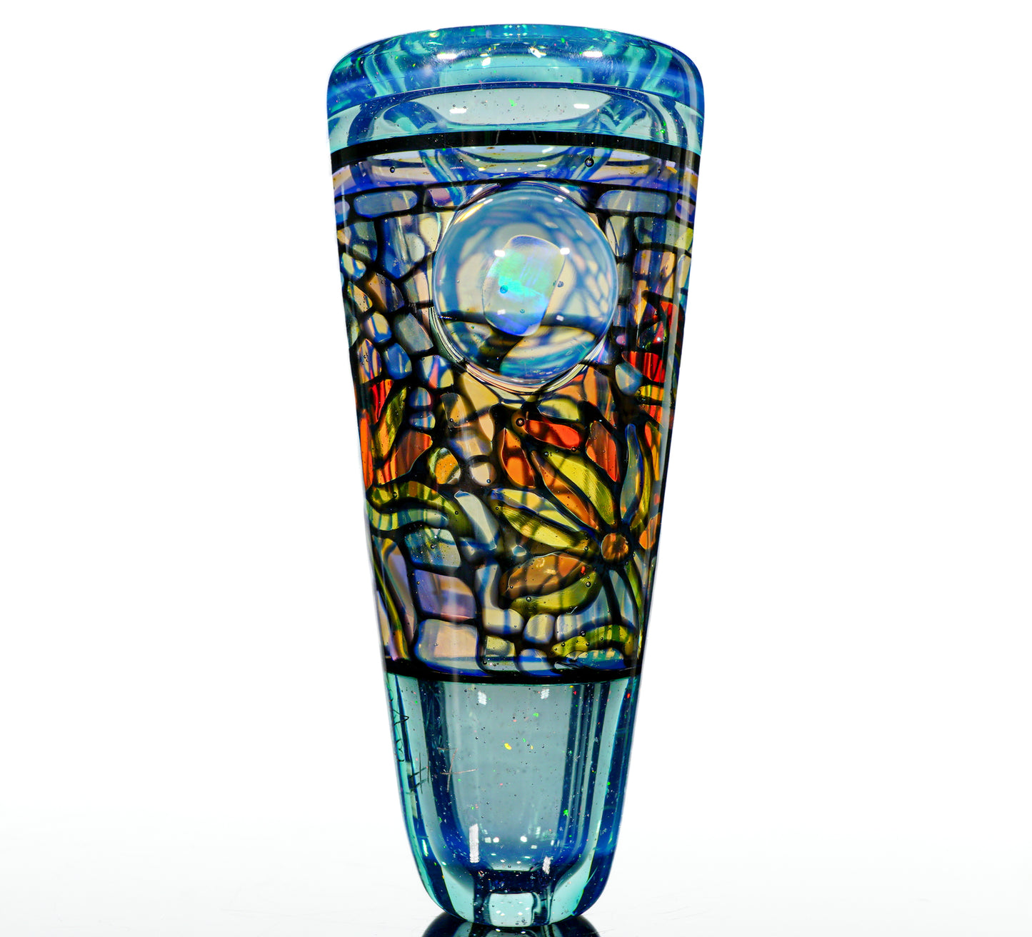 Crushed Opal Lily Stained Glass Chillum
