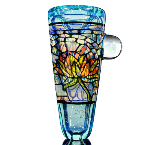 Crushed Opal Flower Stained Glass Chillum