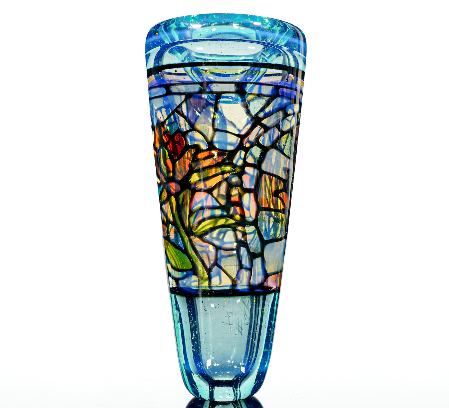 Crushed Opal Lily Stained Glass Chillum