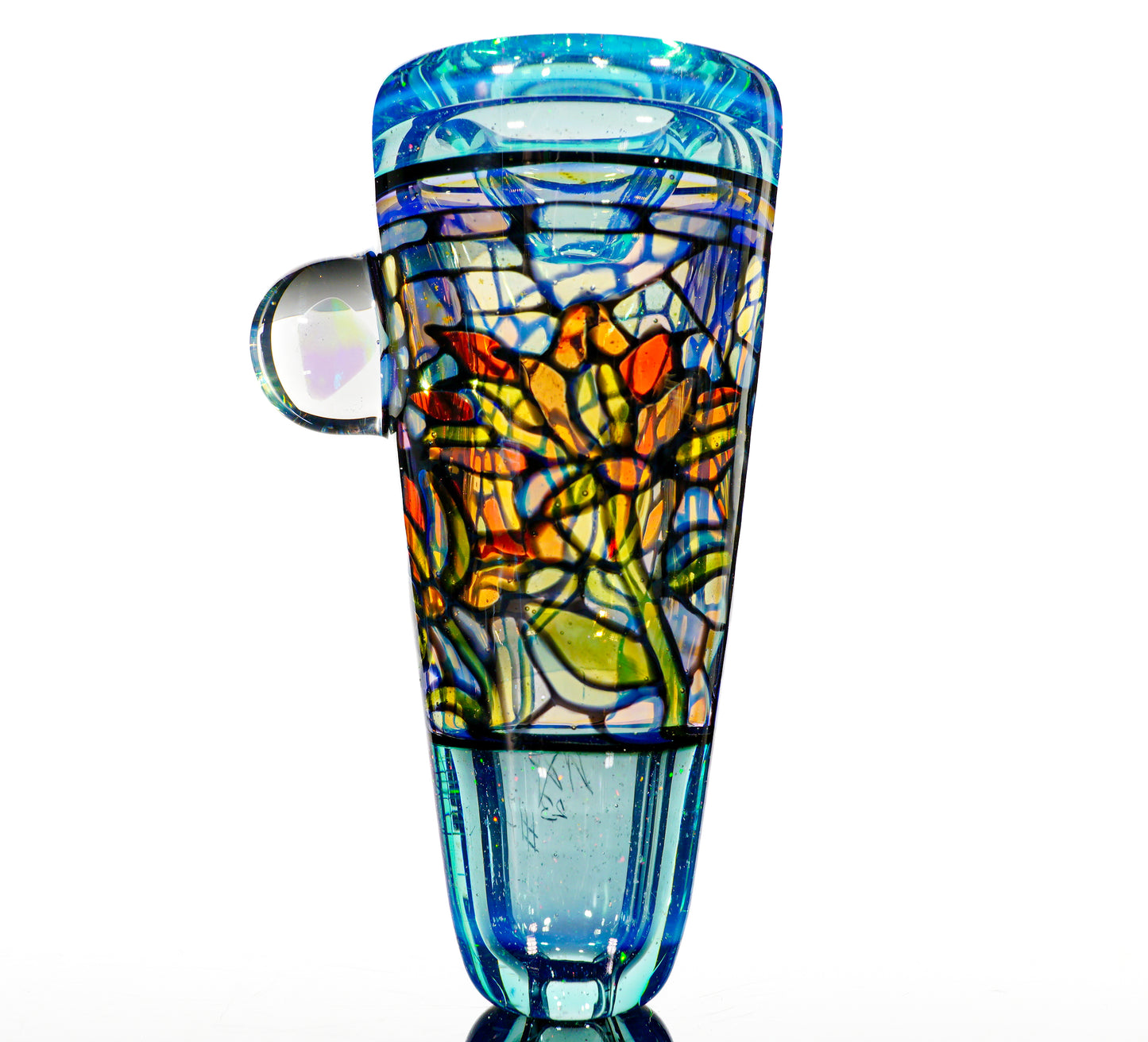 Crushed Opal Lily Stained Glass Chillum
