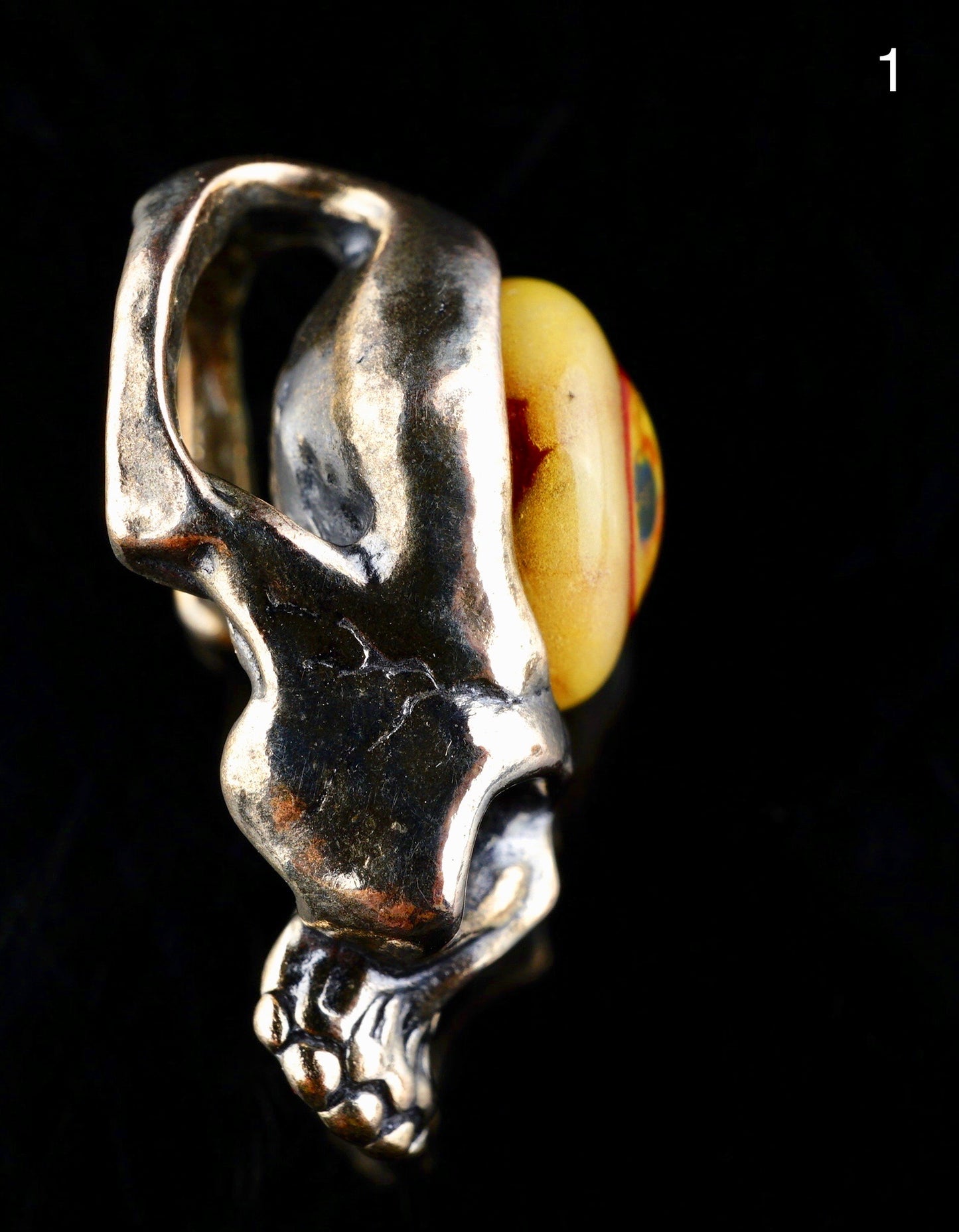 Silver UV Eyeball Skull Pendant