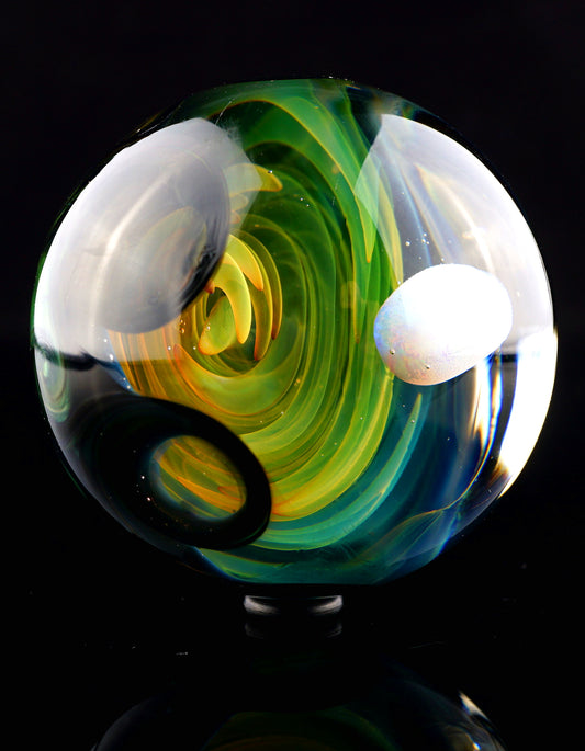 Fume Implosion Vortex Marble with Opal (38mm)