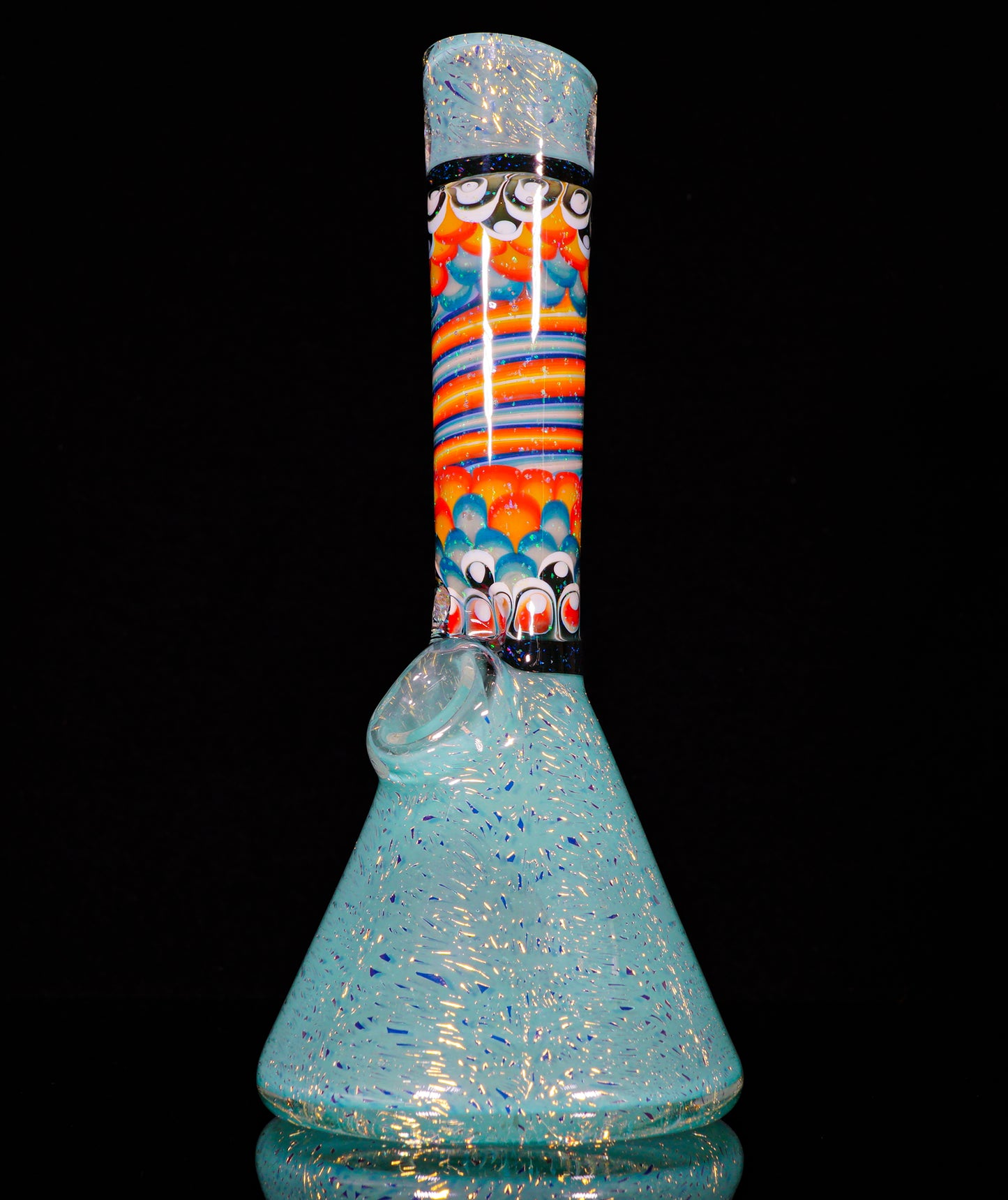 Gold Dichro Aqua Azul Crushed Opal Fire and Ice Dotstack Mini Cruizer