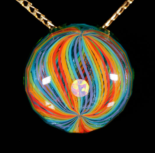 Faceted Plantphibian Rainbow Retti Opal Pendant no.1