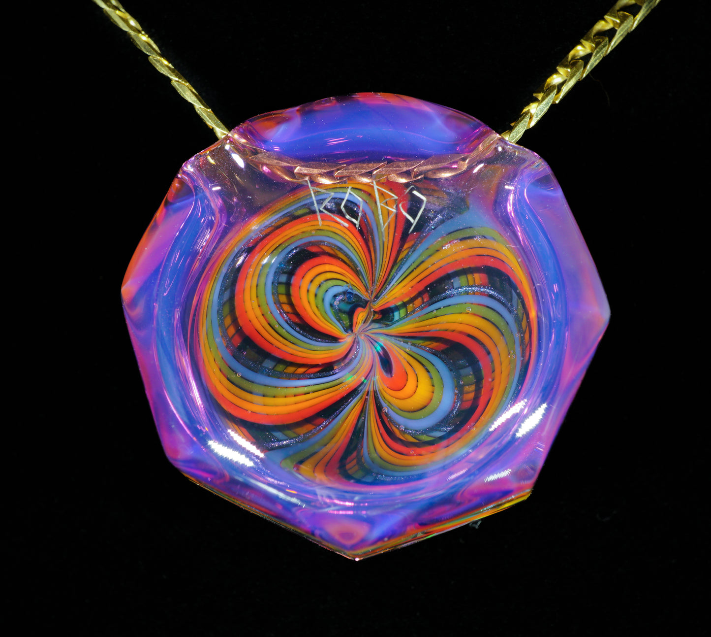 Faceted Royal Jelly Rainbow Retti Opal Pendant no.5