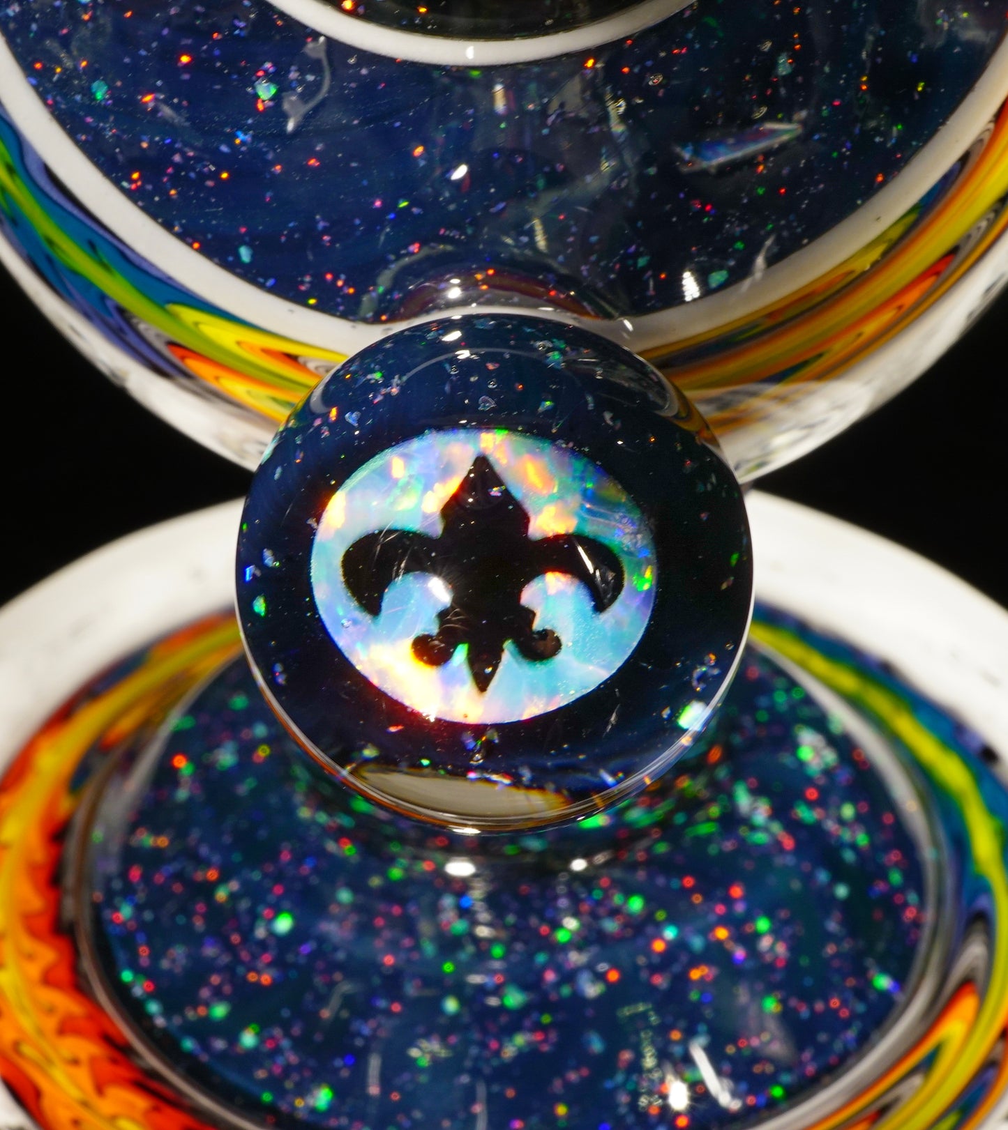 Rainbow Wigwag Zanfirico Stack UV Crushed Opal Heliosphere + Bubble Cap