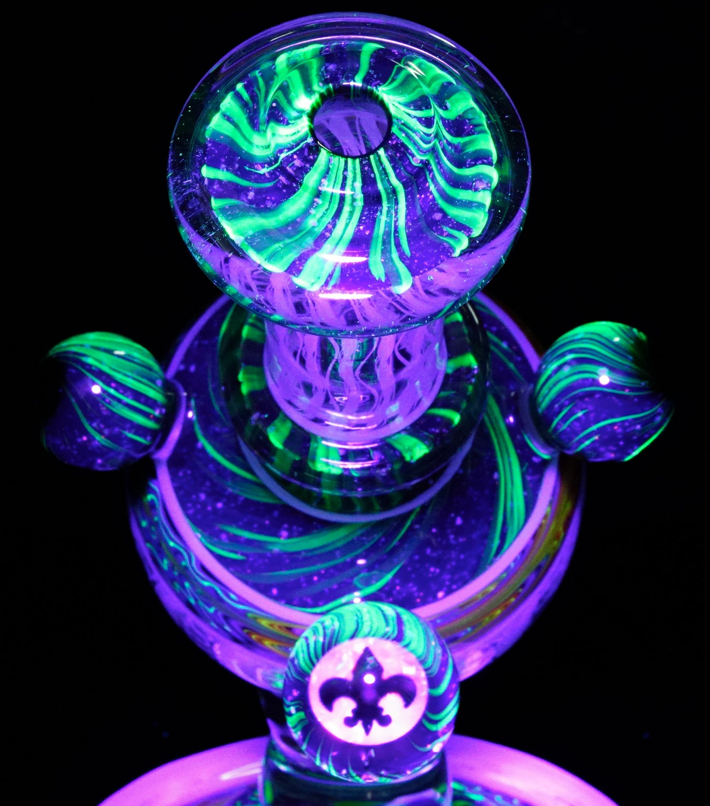 Rainbow Wigwag Zanfirico Stack UV Crushed Opal Heliosphere + Bubble Cap