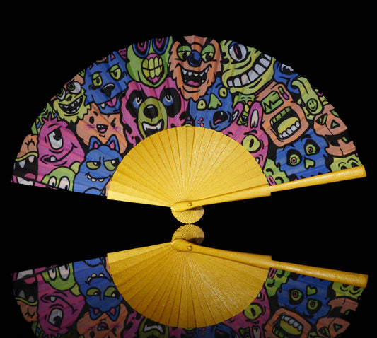 Gold Monster Folding Fans + Art Print